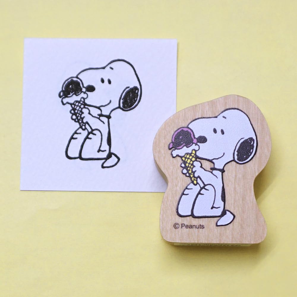 Kodomonokao Children's Face Stamp Snoopy Ice Cream Wood Piece 2283-004