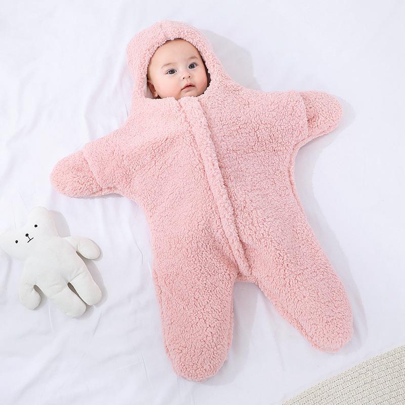 Thick Fleece Starfish Swaddle for Newborns - Anti-Startle Outdoor Sleeping Bag