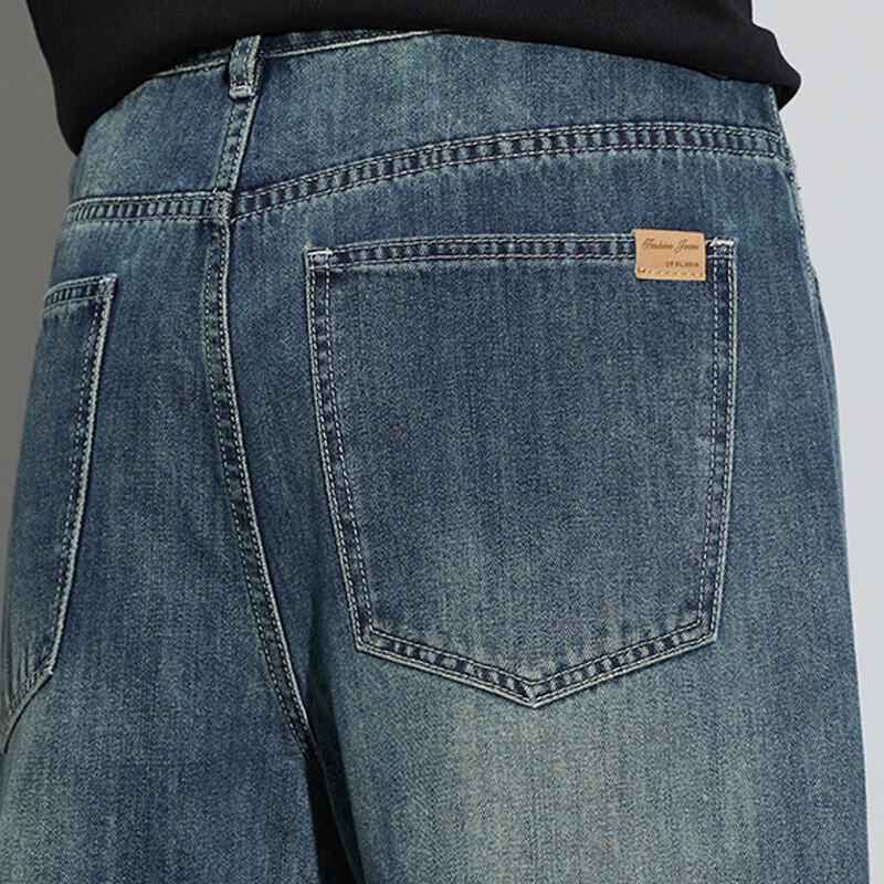 Mark Fairwhale Men's Retro Loose Straight Wide-Leg Jeans