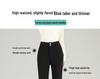 Women's Black Micro Flare Pants - 2025 Spring Collection, High Waist Elastic Slimming Fit, Drapey Suit Style