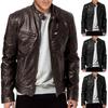 Veste classique pour homme en similicuir avec col montant pour un look motard épuré