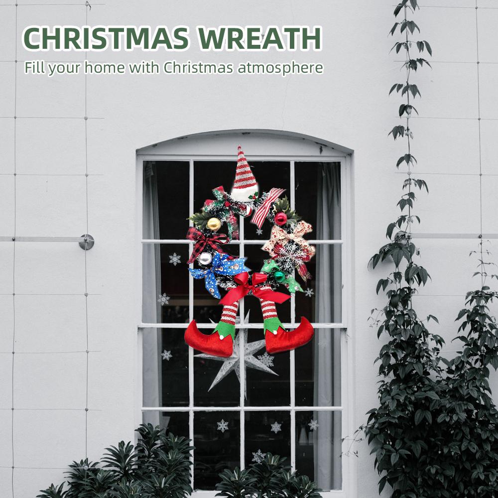 Christmas Wreath Front Door Decor Christmas Wreath with Clown Leg Decor Artificial Door Wreath