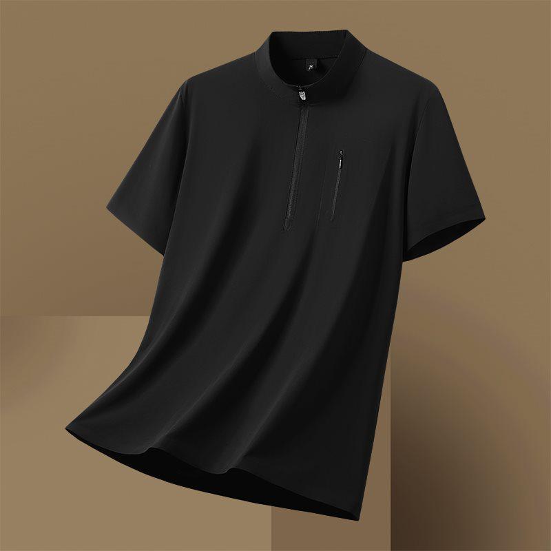 2026 Men s Breathable Ice Silk Stand Collar Short Sleeve for Outdoor Sports XL