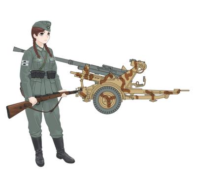 Fine Molds 1/35 Rekisou Otome Series Hannah with 3.7cm Anti-Aircraft Gun Type 37 Plastic Model Kit HC6