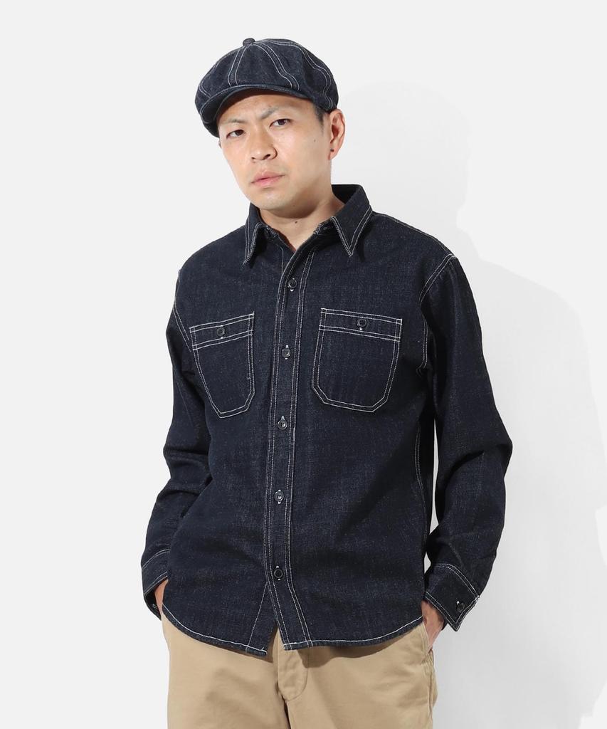 KOJIMA GENES Denim Work Shirt Men Topps Light Outerwear Shirt Jacket One Wash XL KGR-201