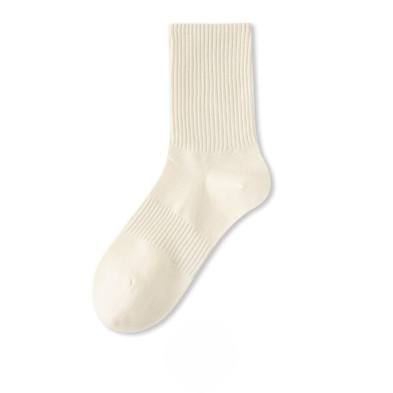 Female Spring and Autumn Pure Cotton Pure Color Girth Waist Absorption Sweat Deodorant Sport Tube Socks