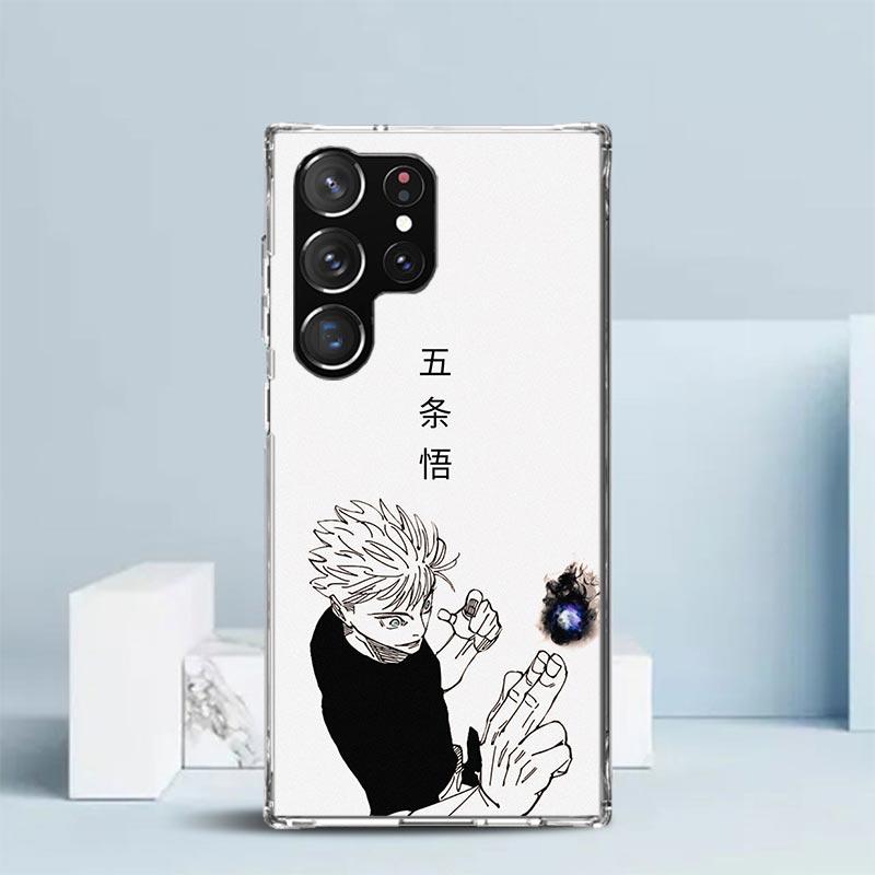 

Black White Kaisen J-Jujutsu Phone Case For Samsung Galaxy S24 S25 Edge S26 Ultra S22 S23 Plus S21 + S20 FE Soft TPU Back Cover Samsung S23 Plus