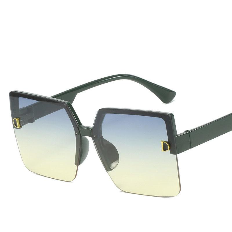 Fashion Trendy Women Sunglasses Square Shape Big Frame Semi-rimless Sunglasses Female High Quality Women Sun glasses