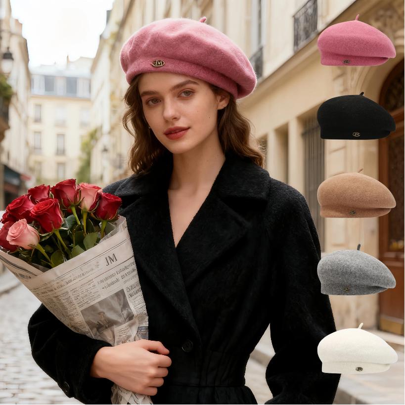 Fashion Ladies Casual Autumn Winter Windproof Wool Daily Use Party Berets Cap Warm Women's Beret