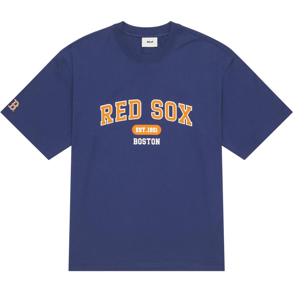 MLB Boston Red Sox American Vintage Letter Print Crew Neck Casual Short Sleeve T-Shirt Unisex Tops Blue 3ATSV0243-43RBS