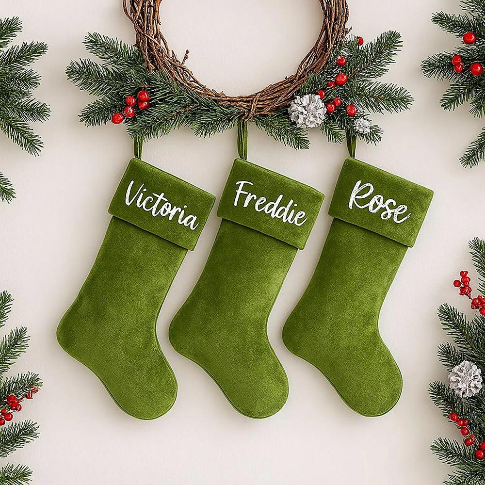 Custom Name Velvet Christmas Stocking New Year Supplies Merry Xmas Eve Present Holiday Mantel Decor Stocking Stuffers Kid Gift