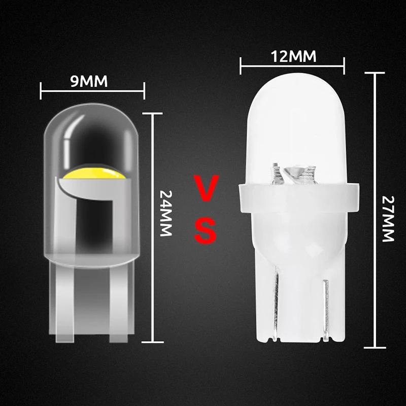 10PCS T10 W5W COB LED Bulbs Car Wedge Parking Lights Auto License Plate Lamps Dome Read Lights 12V Universal