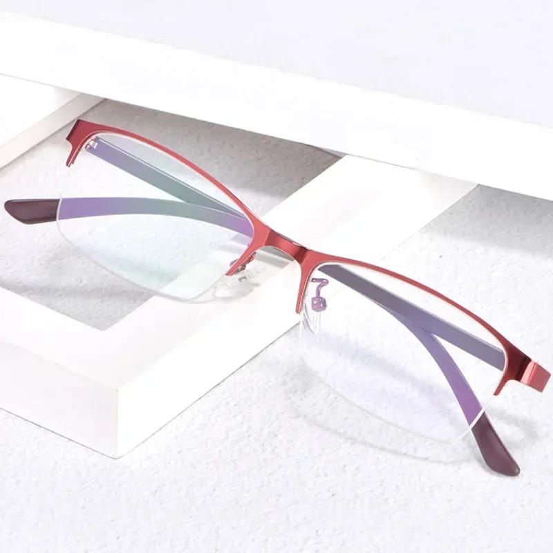 New Women Myopia Glasses Ladies Half Frame Anti-blue Light Prescription Glasses Men Finished Eyewear Business Glasses