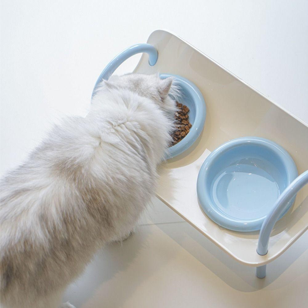Ceramic Cat Food Water Bowl Double Bowls Pet Food Dispenser Cat Feeding Station Wet Dry Food