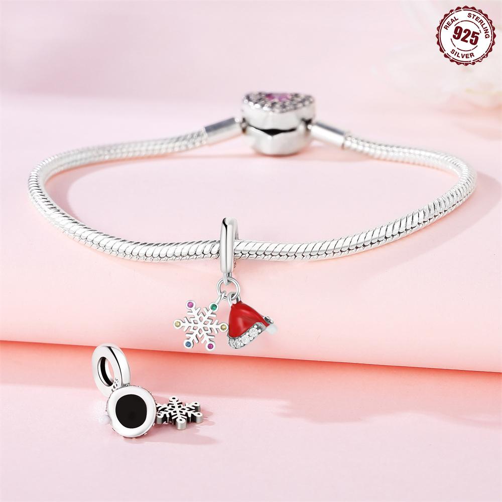 Beads Copper Charms Snowflake Christmas Hat Christmas Pendant Beads Fit Bracelet Jewelry Diy Women Gift Accessory