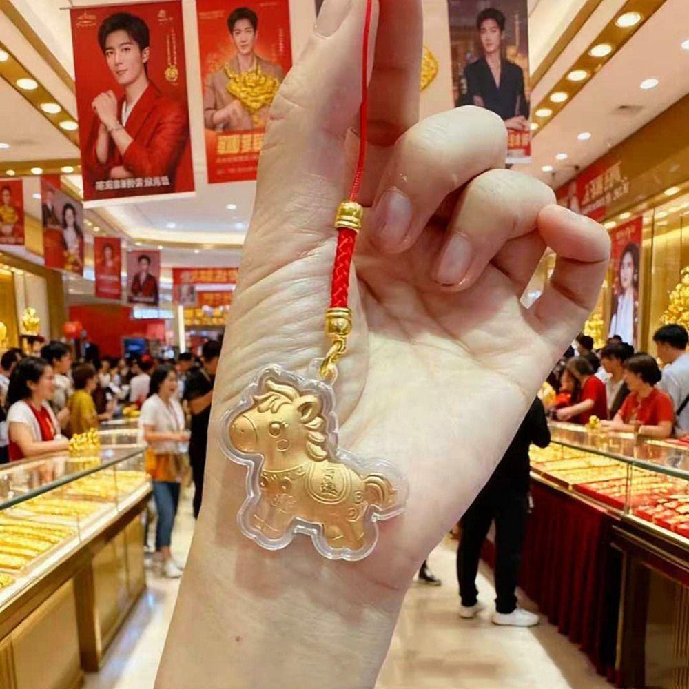 Cartoon Design Gold Horse Keychains Get Rich Zodiac Horse Keychains Bag Pendant New Year Party
