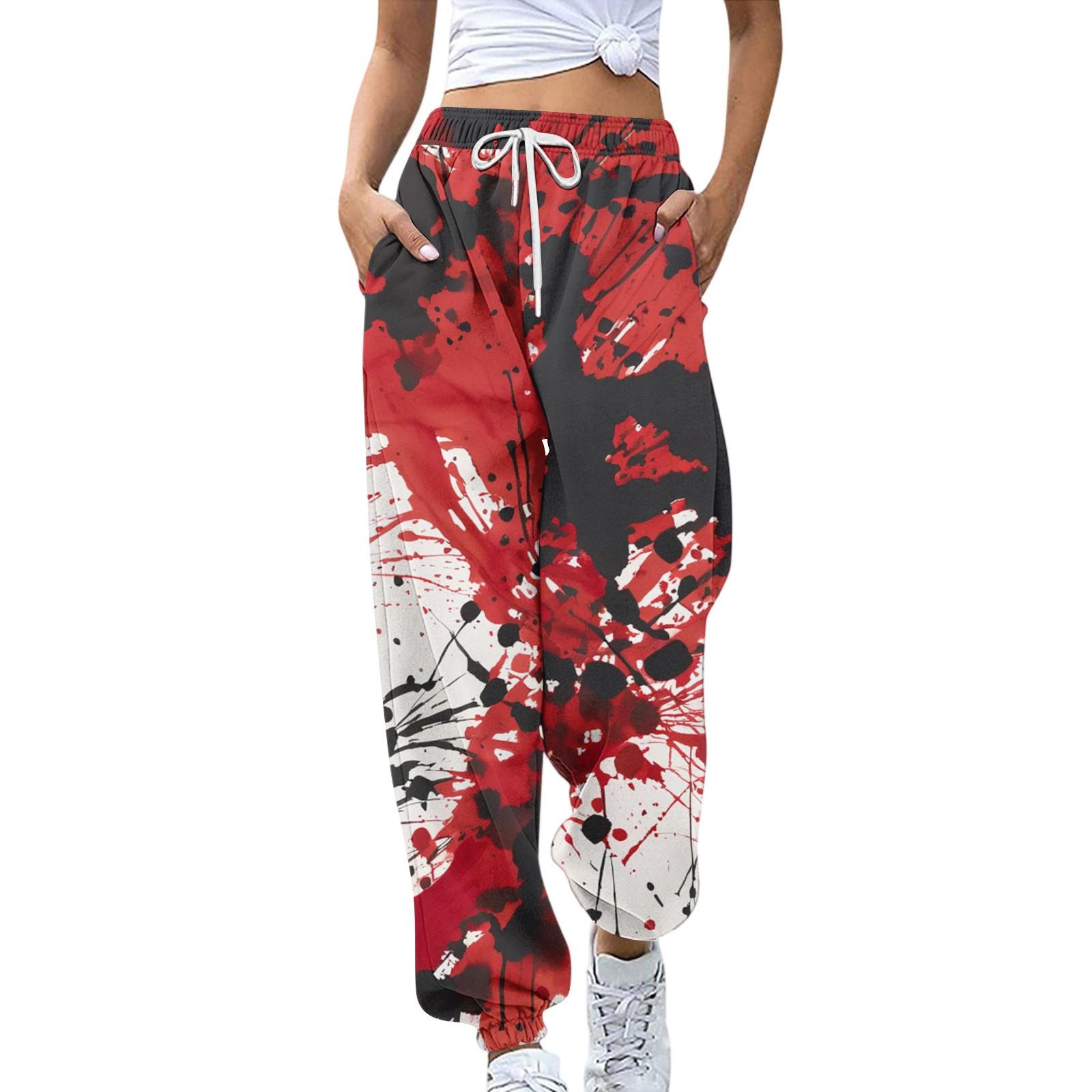 

Женские спортивные брюки с карманами, модные брюки с принтом на Хэллоуин, брюки с эластичной талией, повседневные спортивные брюки M