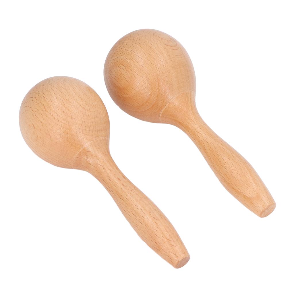 2pcs Maracas Hand Percussion Clear Sound Glossy Appearance 14x5x5cm Beech Wood Material Maracas Instrument for Parties