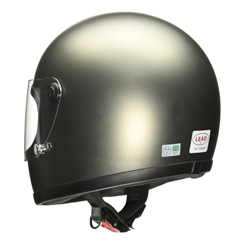 LEAD RX-100R II Full-Face Motorcycle Helmet, Matte Dark Silver, One Size Fits Most (57-60cm), Removable Mesh Interior, One-Touch Buckle, Compatible wi