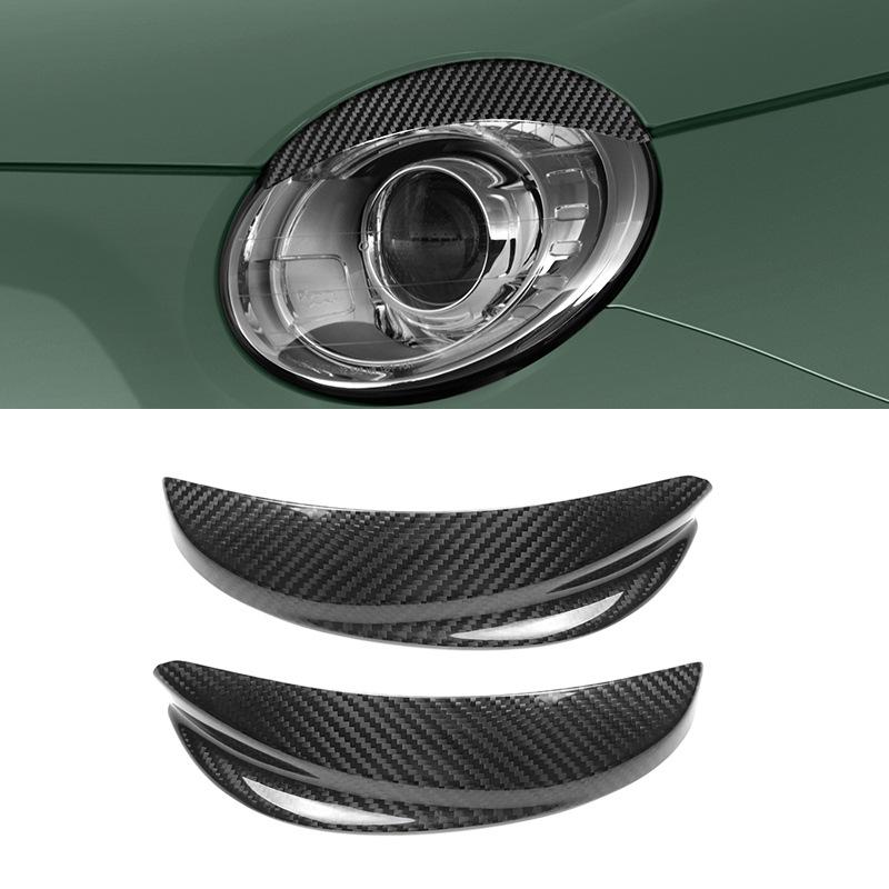 Fiat 500 Carbon Fiber Headlight Eyebrow Sticker Carbon Fiber