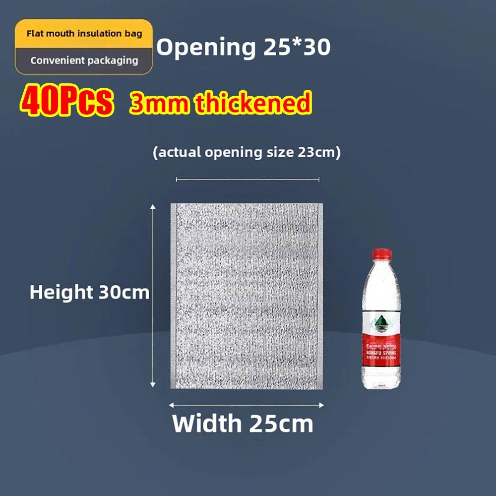 40Pcs/Pack 3mm Thickened Aluminum Foil Bag Food Thermal with Closure Insulation Bag Ice Cold Warm Cooler Bag Delivery Carrier