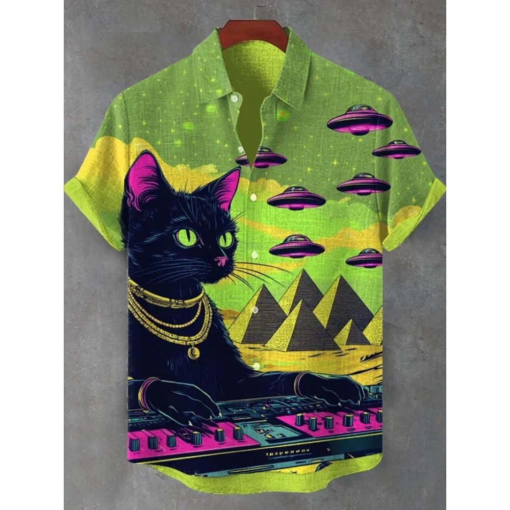 Men's Summer Short Sleeved 3D Digital Animal Printed Shirt Men's Casual Street Hip-hop Shirt Tops