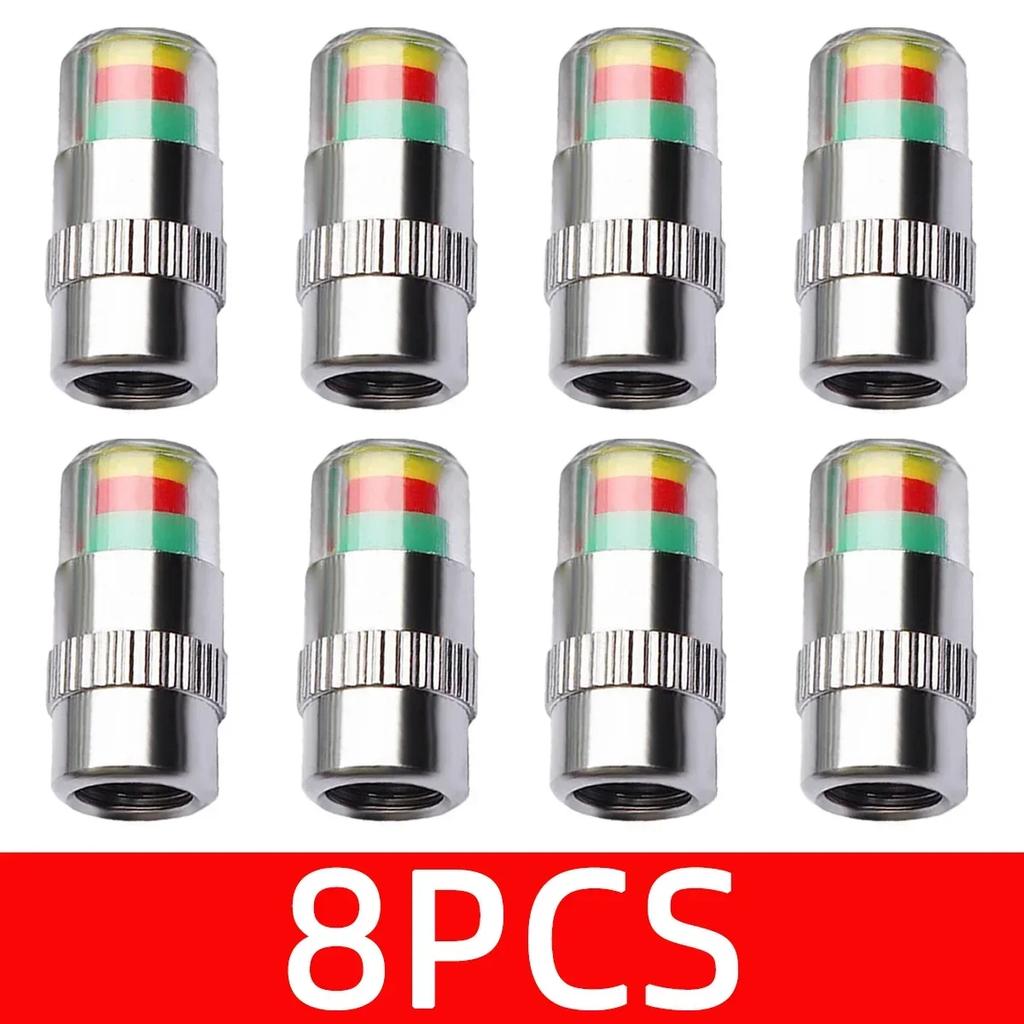 4/8PCS Tyre Pressure Monitoring Alarm Car Motorbike Wheel Valve Cap Tyres Pressure Indicator External Valve Detection Tool