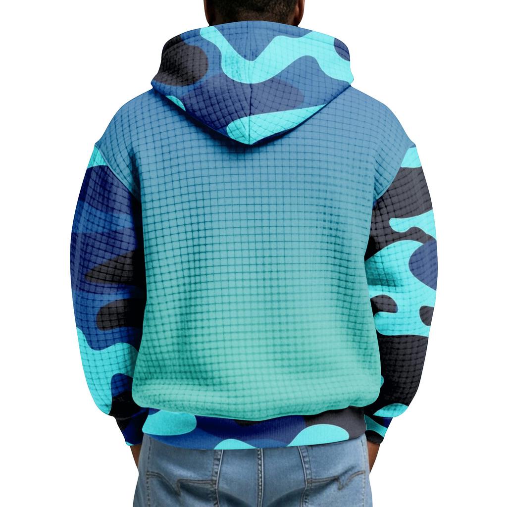 Herren Half-Zip Kapuzen-Plaid-Pullover Kordelzug Print Lässiges Sport-Sweatshirt