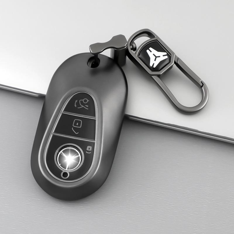 Voor Mercedes Benz Sleuteletui C24 C260L C200L Nieuwe S400 Maybach Eqe Glc Titanium Grijs Hoesje Met Gesp black