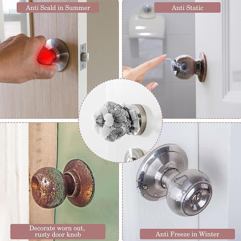 WTEMPO 2PCS Door Knob Printed Covers Door Knob Protector Cover Wall Protectors Reusable Washable Door Handle Cover for Round Door Handle Protection