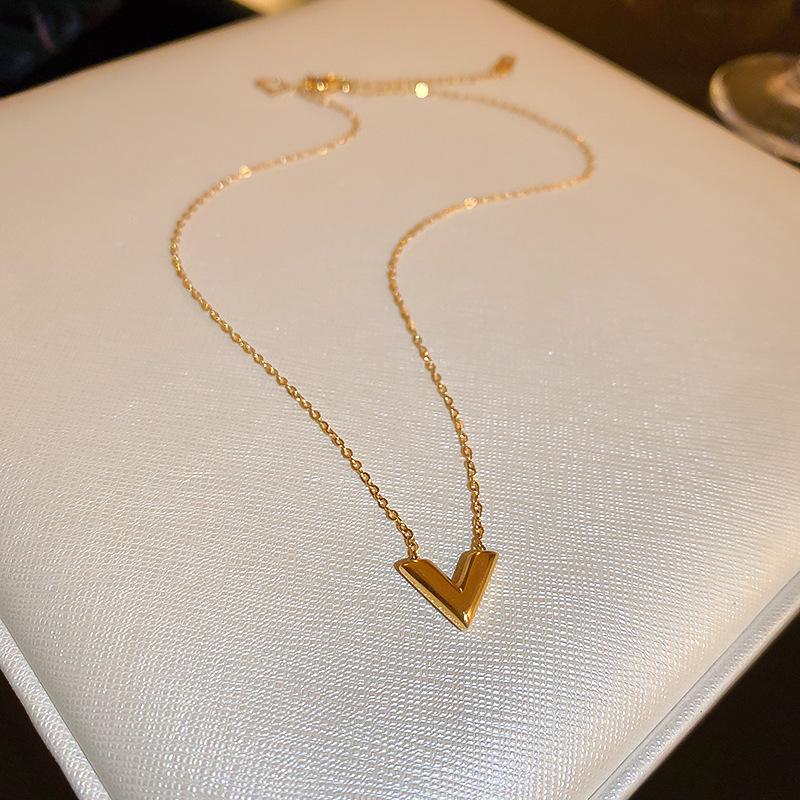 Goldbarren Bohnen Halskette - Edelstahl, Nischendesign, Schlichte Schlüsselbeinkette, Vielseitiger Modeschmuck