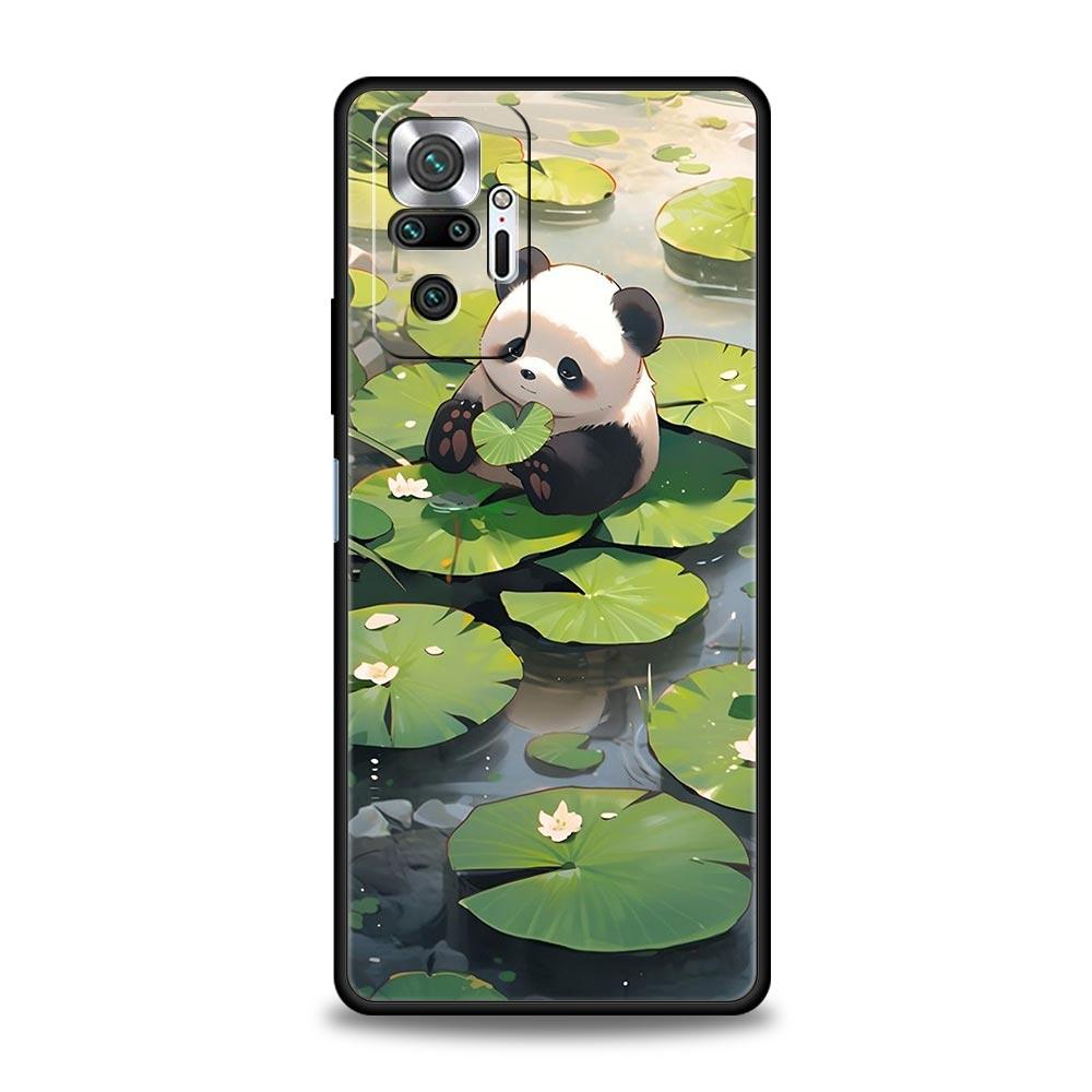 Cartoon Lovely Panda Phone Case For Xiaomi Redmi Note 14 13 5G 10 11 12 Pro Plus 4G 14C 13C 12C 10C Black Cover