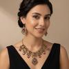 Metal Rhinestone Jewelry Set Bohemia Style Ethnic Style Necklace Set Necklace Earrings Set  Women