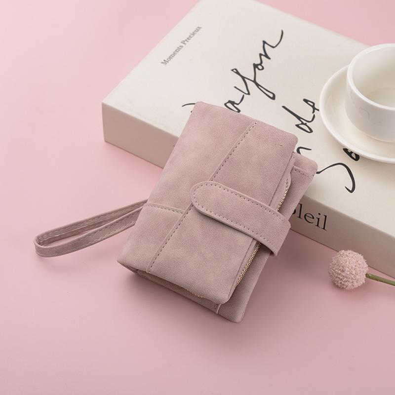 Mattierte dreifach faltbare Geldbörse für Damen: Großes Fassungsvermögen, Mehrere Kartenfächer, Münzfach, Schnalle, Patchwork-Design