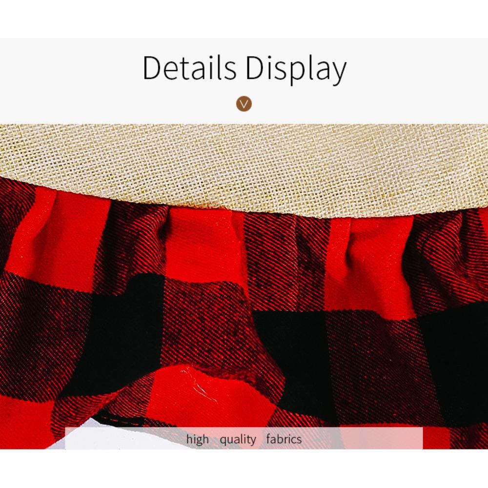Burlap Fall Tree Skirt with  Buffalo Plaid Ruffle Border Large Christmas Tree Mat 48 Inches for Halloween Fall Christmas Black White Decorations