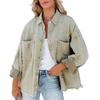 Damenmode, lässig, einfarbig, langärmelige Jeansjacke