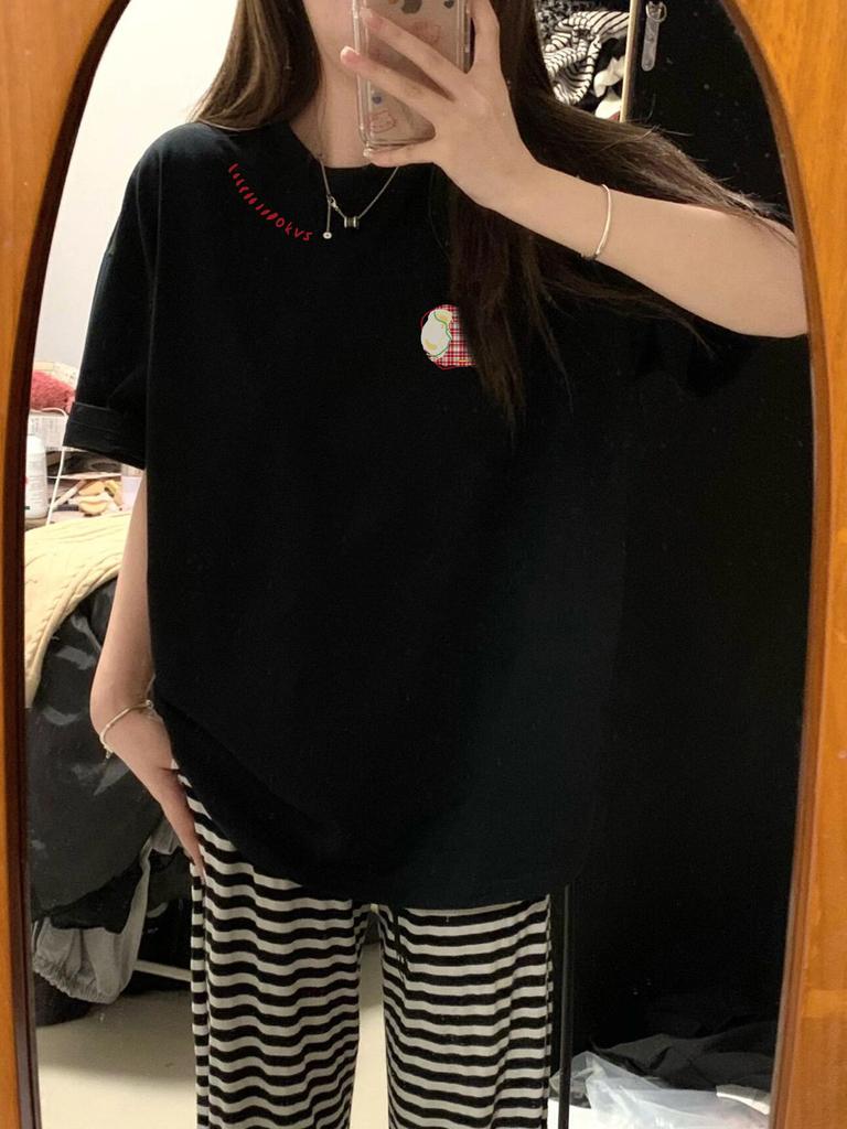 Design Sense Niche Short-sleeved T-shirt Women's Summer New Loose Large Size Fat Mm Extra Large Size High-end Pure Cotton Top