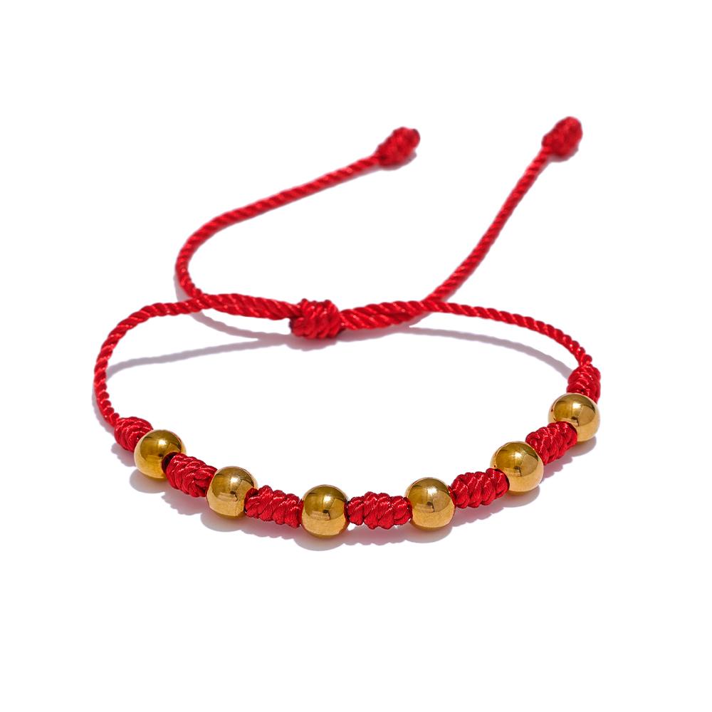 Eetit Unisex 7 Knots Lucky Handmade Woven Jewelry Gift Fashion Stainless Steel Beads Red Rope Braided Fate Wish Bracelet Bangle