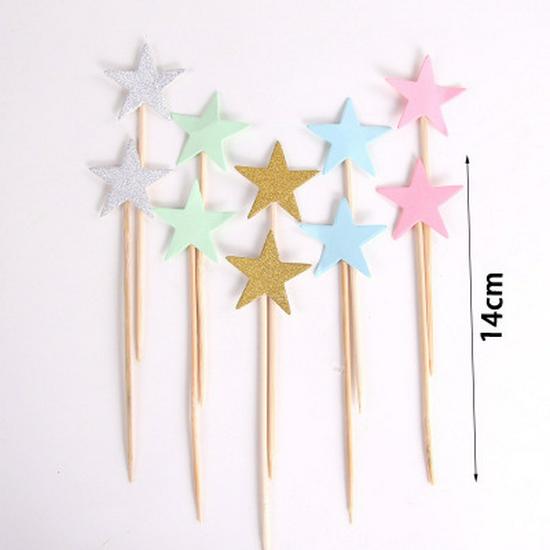 Cake Decoration Five-Pointed Star & Heart Toppers for Birthday Desserts