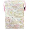 Senshishuin Nishijin Brocade Drawstring Bag Chrysanthemum Large (Lined) Wheel/White Peach,