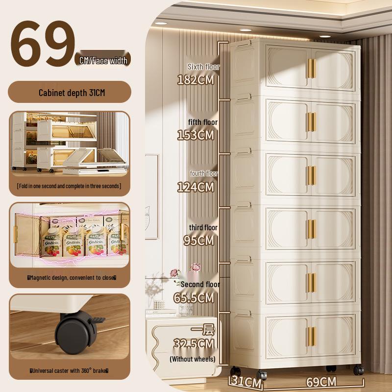 Multi-layer Folding Plastic Storage Cabinet: Shoe, Toy, and Medicine Organizer for Living Room