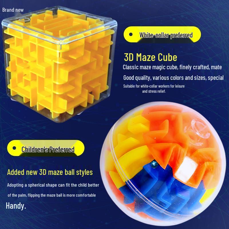 3D Maze Ball Puzzle Cube: Children's Educational Six-Sided Toy