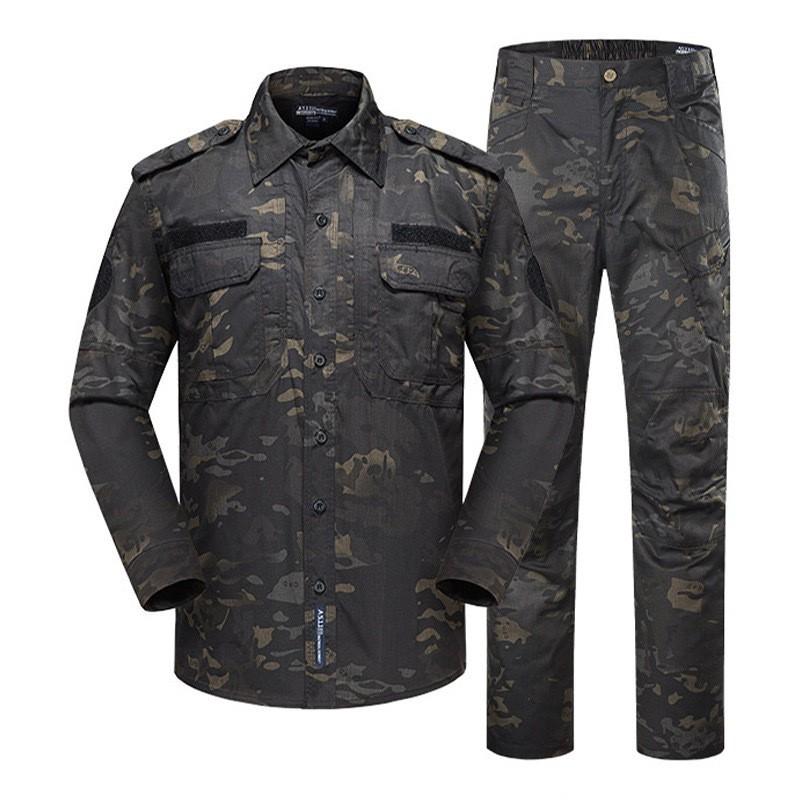 Tactical Training Uniform Set Long Sleeve Camo Outdoor Workout Gear Breathable Durable Men Women Fall
