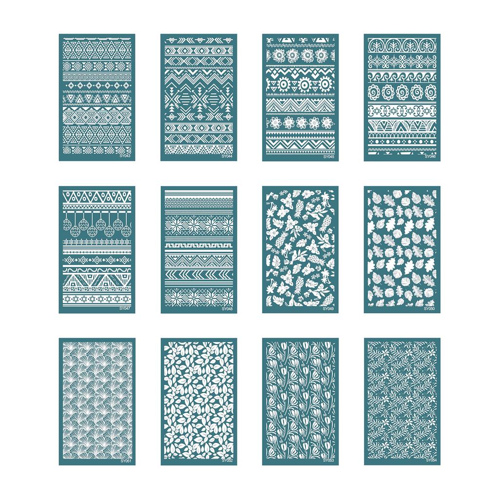 Geometric Silk Screen Stencils for Clay Reusable Silkscreen Print for DIY Printing on Clay Jewelry Earrings Scrapbooking