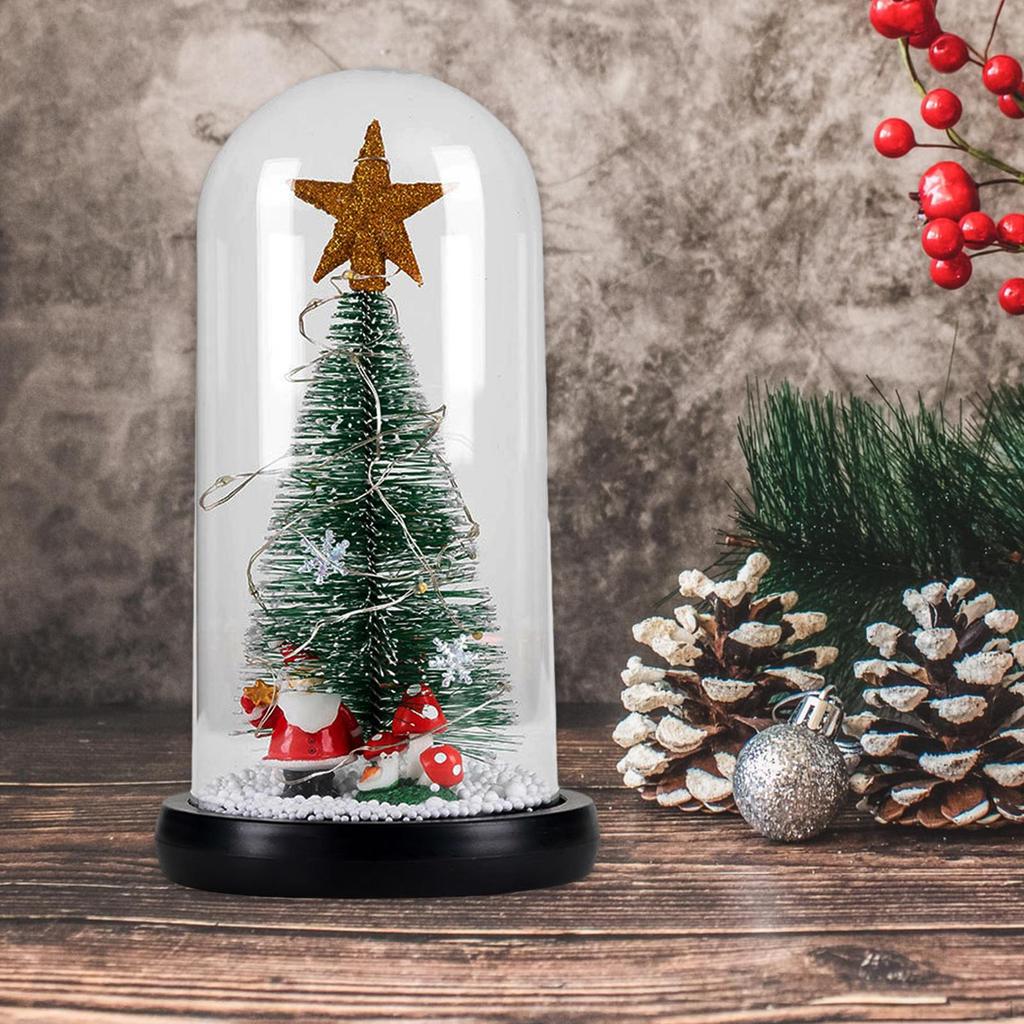 Artificial Christmas Dome Unique Decorations Gifts Ornaments with LED Lights for Tabletop Indoor