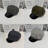 Plaid Style Retro Octagonal Cap With Wide Brim For Casual And Street Fashion
