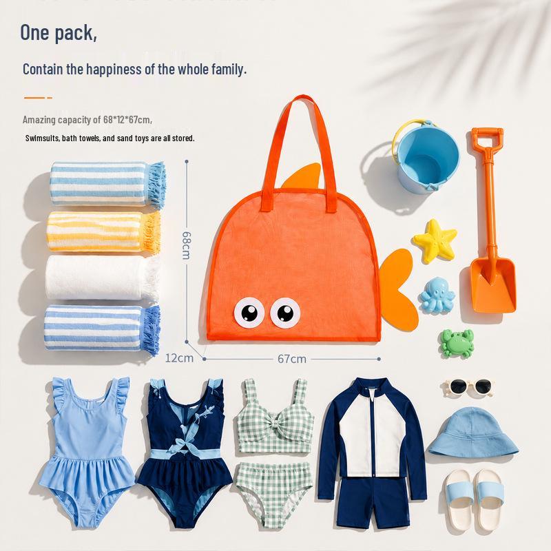 Kids' Mesh Beach Bag for Toys and Sand Digging