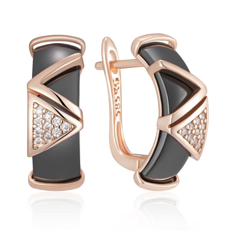 

Черные керамические серьги-капли для женщин цвета розового золота с натуральным цирконом, аксессуары, высокое качество, повседневные изящные украшения
