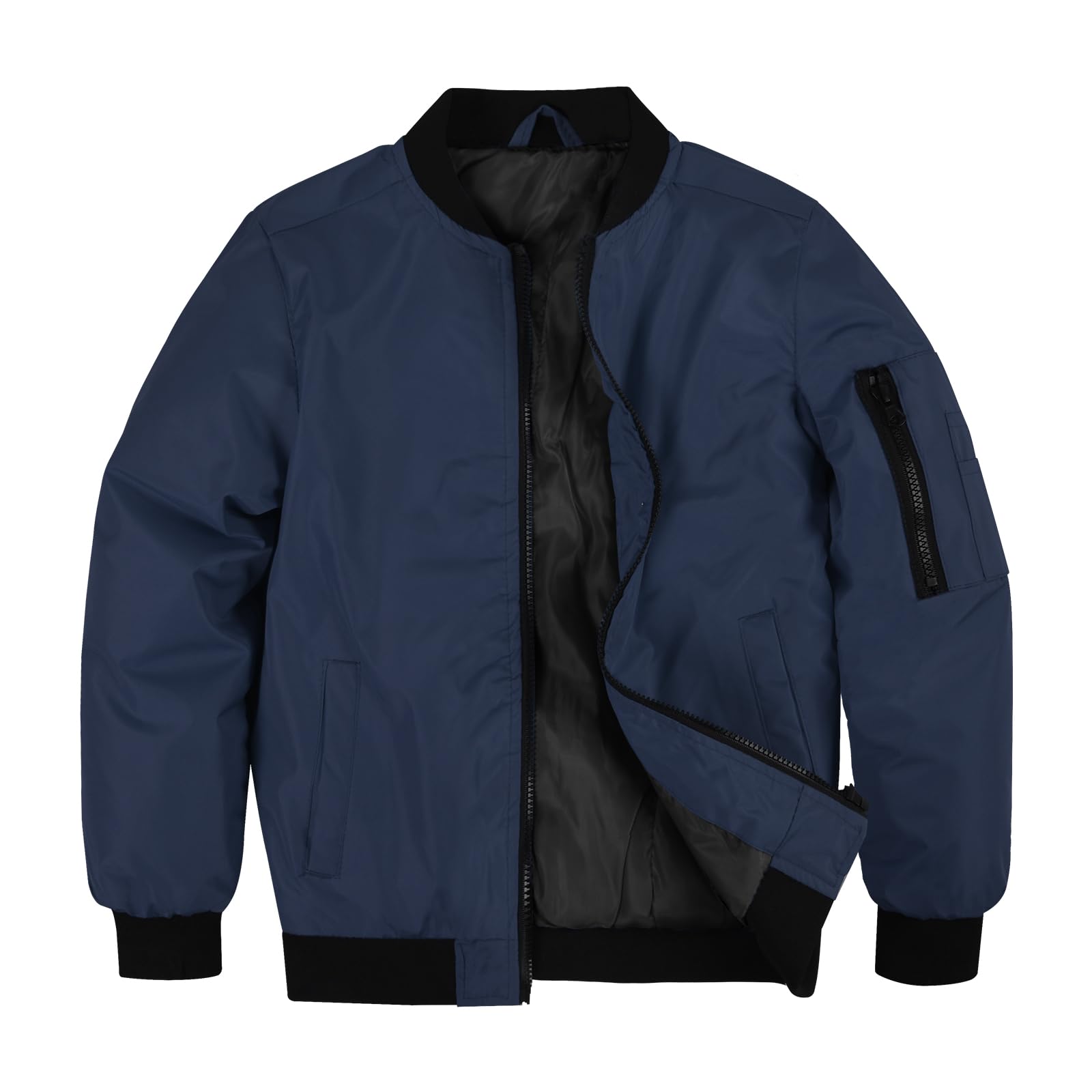 

Стильный пуховик-бомбер с подкладкой для холодной погоды, школьный размер, темно-синий, U-Trend Детская куртка, осенне-зимняя куртка MA-1, детская одежда, пальто, темно-синий