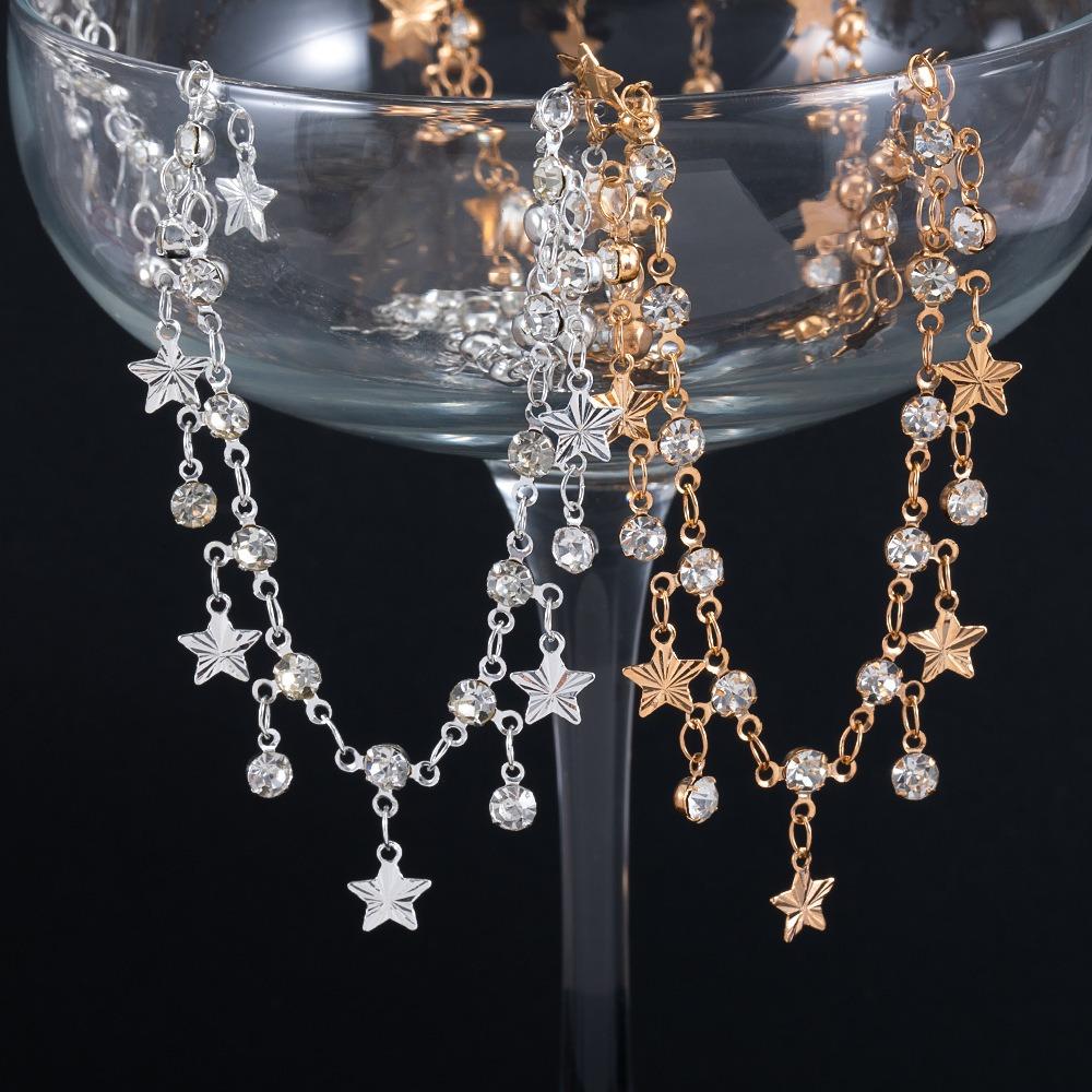 100cm Blue Crystal Butterfly Charms Chains Bracelet Necklace Jewelry Making Beaded Copper Chain DIY Supplies Gold Silver Stars